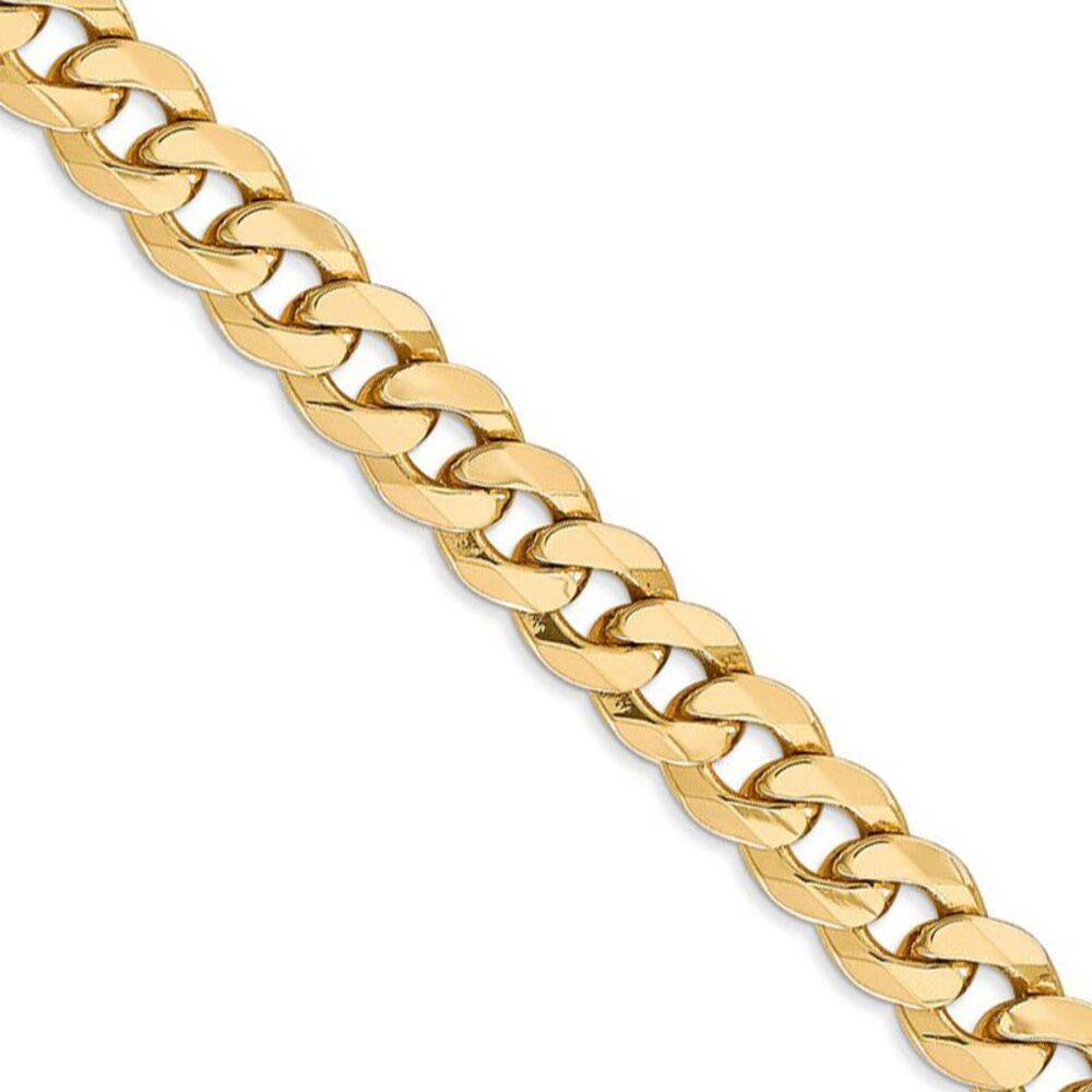 Men's 8mm 14k Yellow Gold Solid Beveled Curb Chain Necklace, 22 Inch